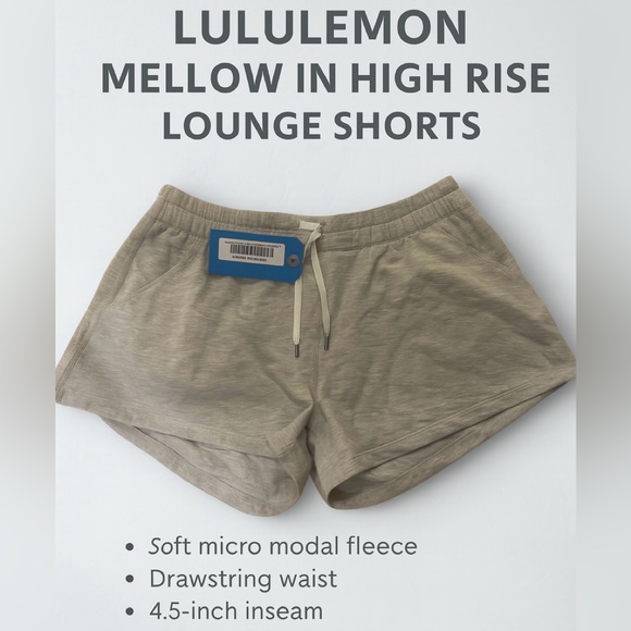 NWT Lululemon Mellow In HR Lounge Shorts | Light Gray | Size 14 Women’s - Picture 2 of 8